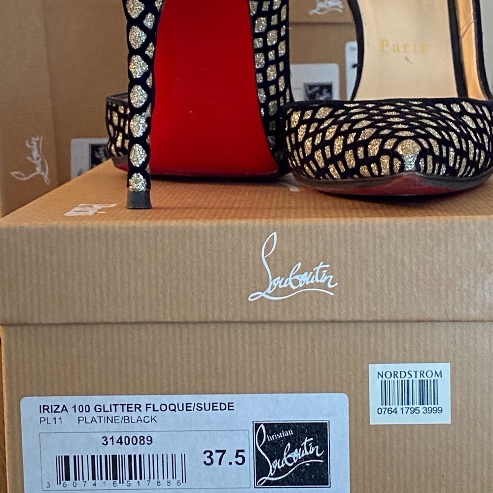Christian Louboutin Iriza Glitter Velvet Net Pumps - Picture 9 of 10